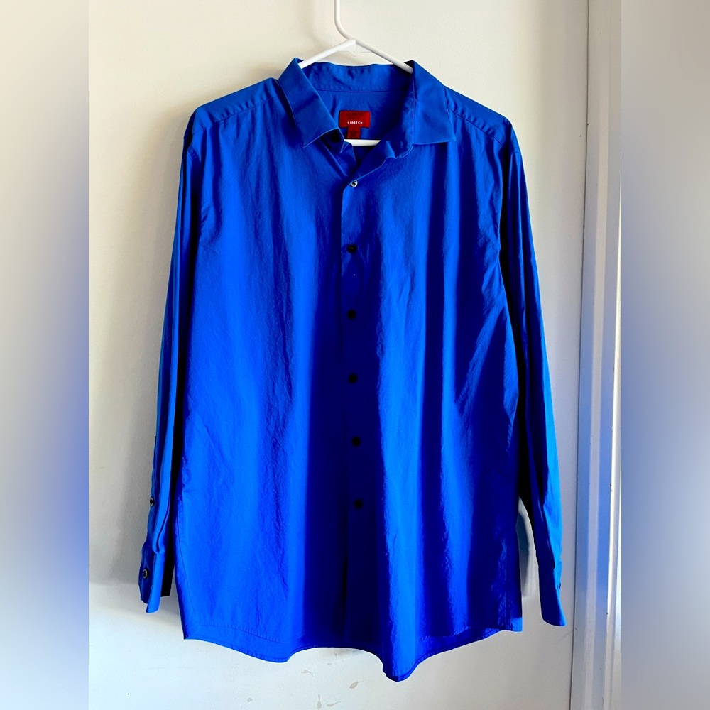 Long sleeved colllard Alfani blue polo size large in men’s